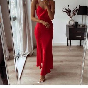 Zara red satin dress
